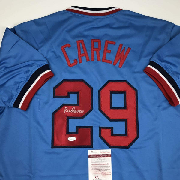 Autographed/Signed Rod Carew Minnesota Blue Baseball Jersey JSA COA