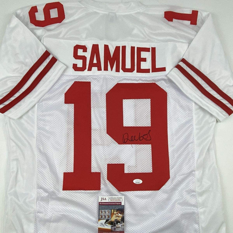 Autographed/Signed Deebo Samuel San Francisco White Football Jersey JSA COA