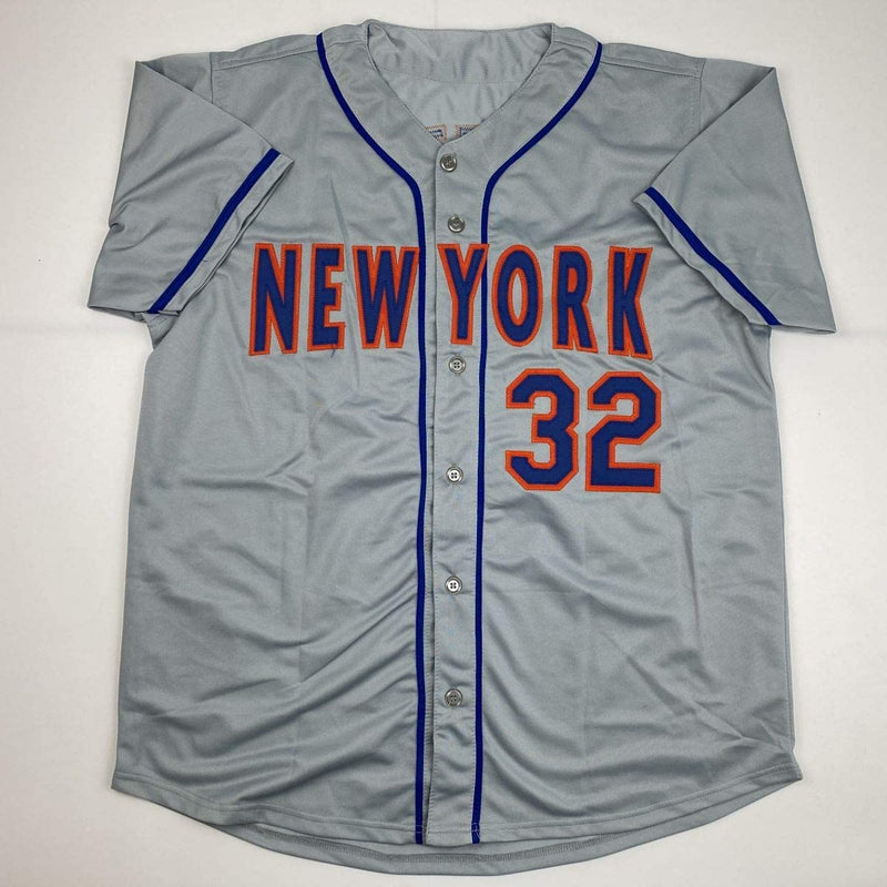 Autographed/Signed Steven Matz New York Grey Baseball Jersey JSA COA