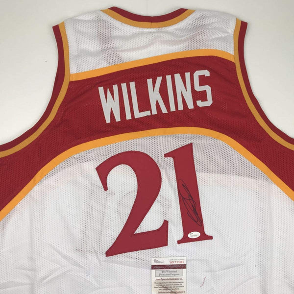 Autographed/Signed Dominique Wilkins Atlanta White Basketball Jersey JSA COA