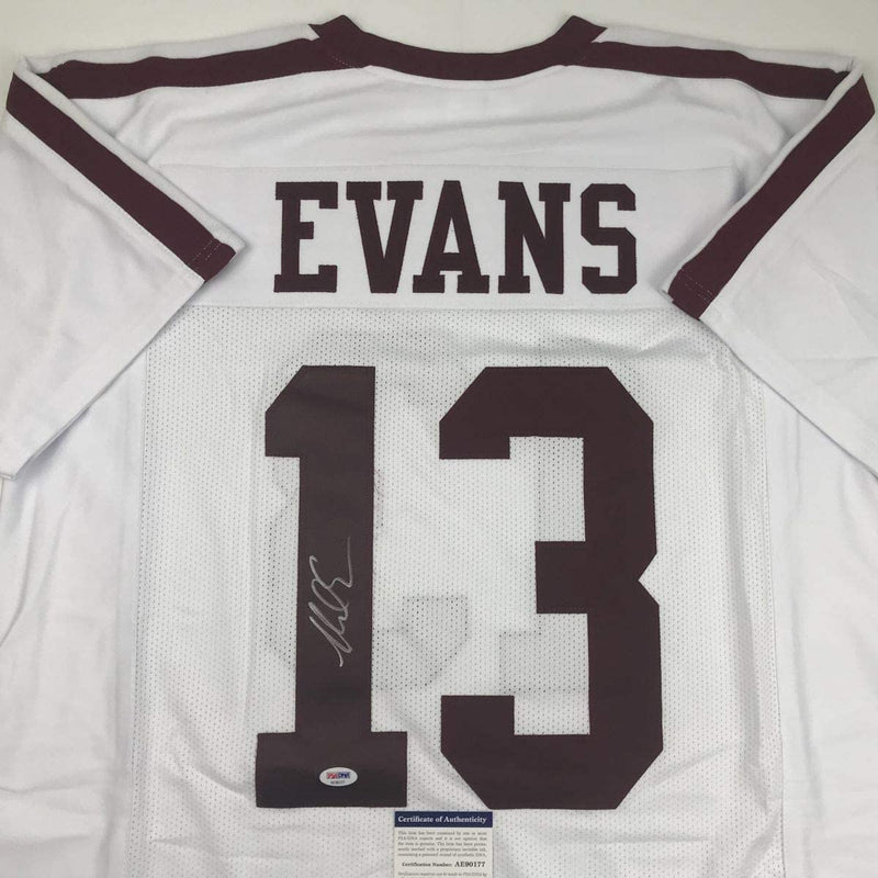 Autographed/Signed Mike Evans Texas A&M White College Football Jersey PSA/DNA COA