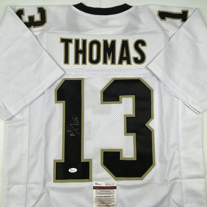 Autographed/Signed Michael Thomas New Orleans White Football Jersey JSA COA
