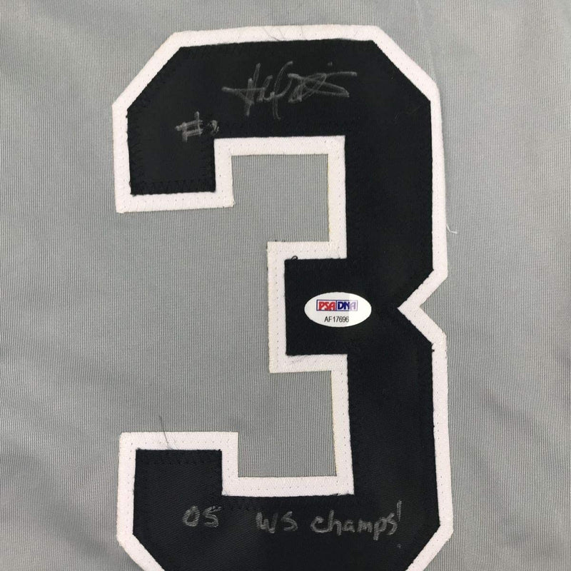 Autographed/Signed Harold Baines 05 WS Champs Chicago Grey Baseball Jersey PSA/DNA COA