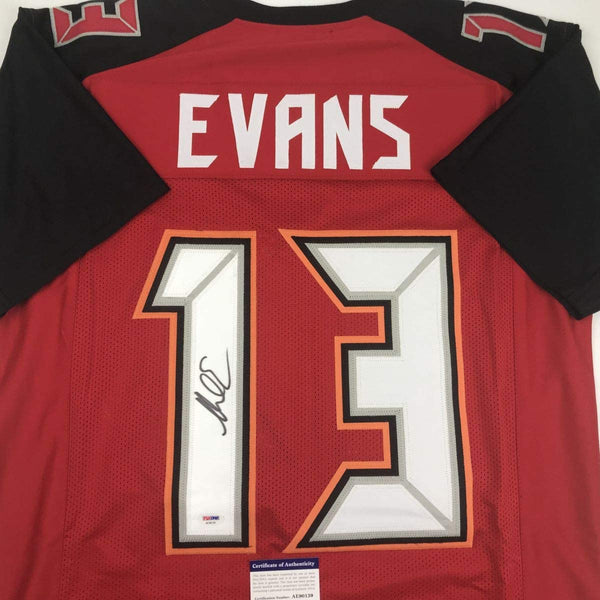 Autographed/Signed Mike Evans Tampa Bay Red Football Jersey PSA/DNA COA