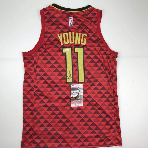 Autographed/Signed Trae Young Atlanta Red Basketball Jersey JSA COA
