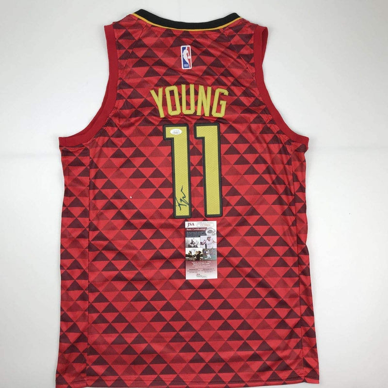 Autographed/Signed Trae Young Atlanta Red Basketball Jersey JSA COA