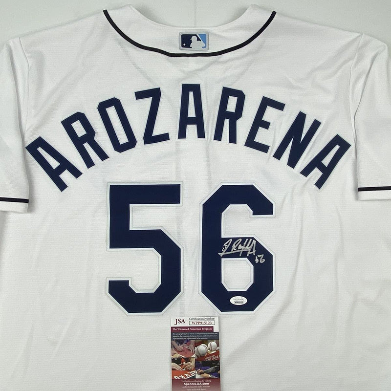 Autographed/Signed Randy Arozarena Tampa Bay Rays White Authentic Nike Baseball Jersey JSA COA