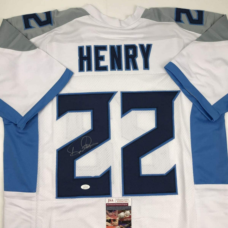Autographed/Signed Derrick Henry Tennessee White Football Jersey JSA COA