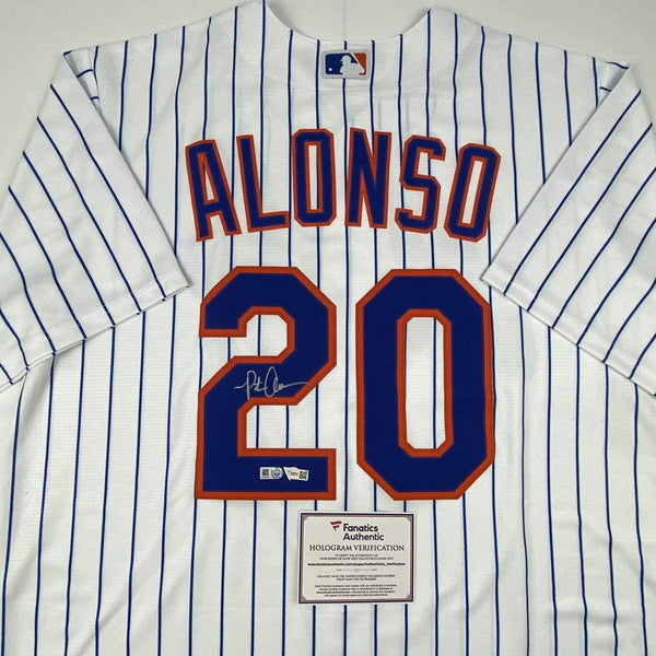 Autographed/Signed Pete Alonso New York Mets Authentic Pinstripe Nike Baseball Jersey Fanatics COA