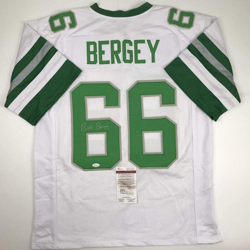 Autographed/Signed Bill Bergey Philadelphia White Football Jersey JSA COA