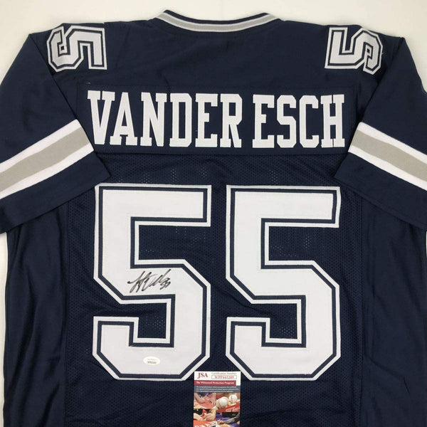 Autographed/Signed Leighton Vander Esch Dallas Dark Blue Football Jersey JSA COA