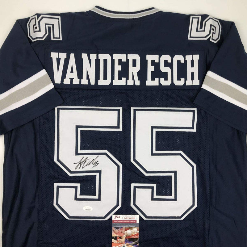 Autographed/Signed Leighton Vander Esch Dallas Dark Blue Football Jersey JSA COA