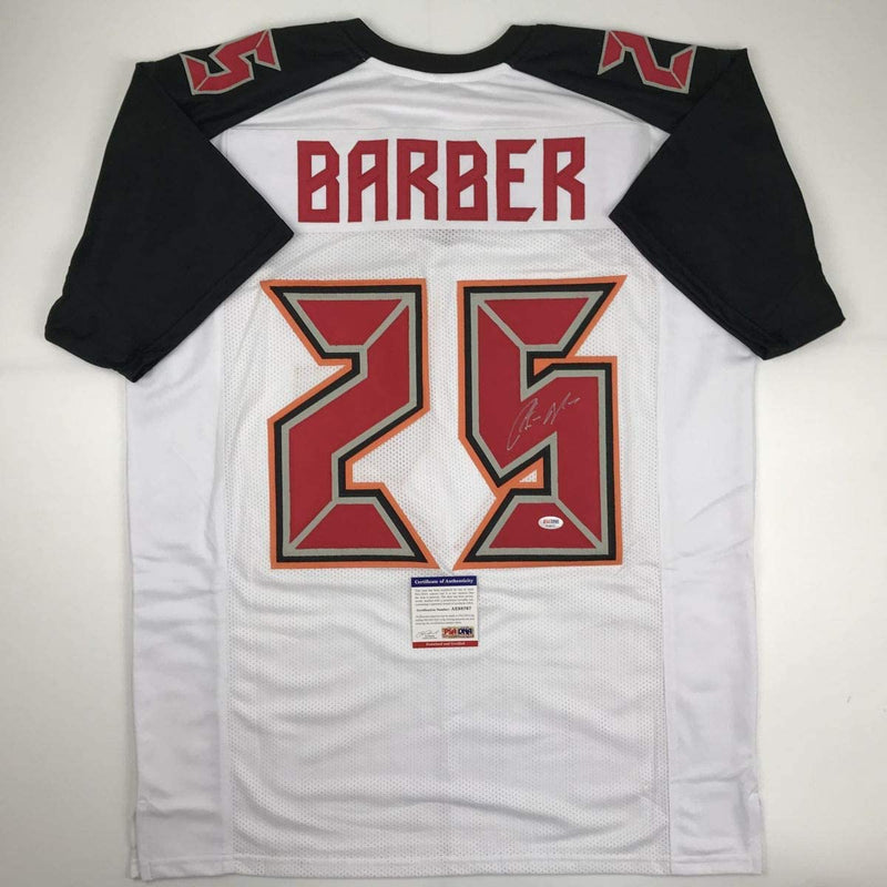 Autographed/Signed Peyton Barber Tampa Bay White Football Jersey PSA/DNA COA