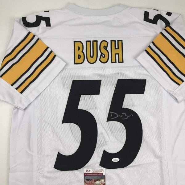 Autographed/Signed Devin Bush Pittsburgh White Football Jersey JSA COA