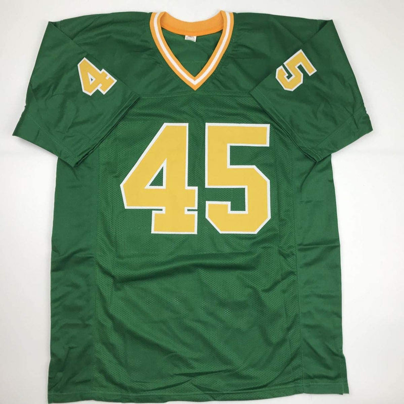 Autographed/Signed Rudy Ruettiger Notre Dame Green College Football Jersey JSA COA
