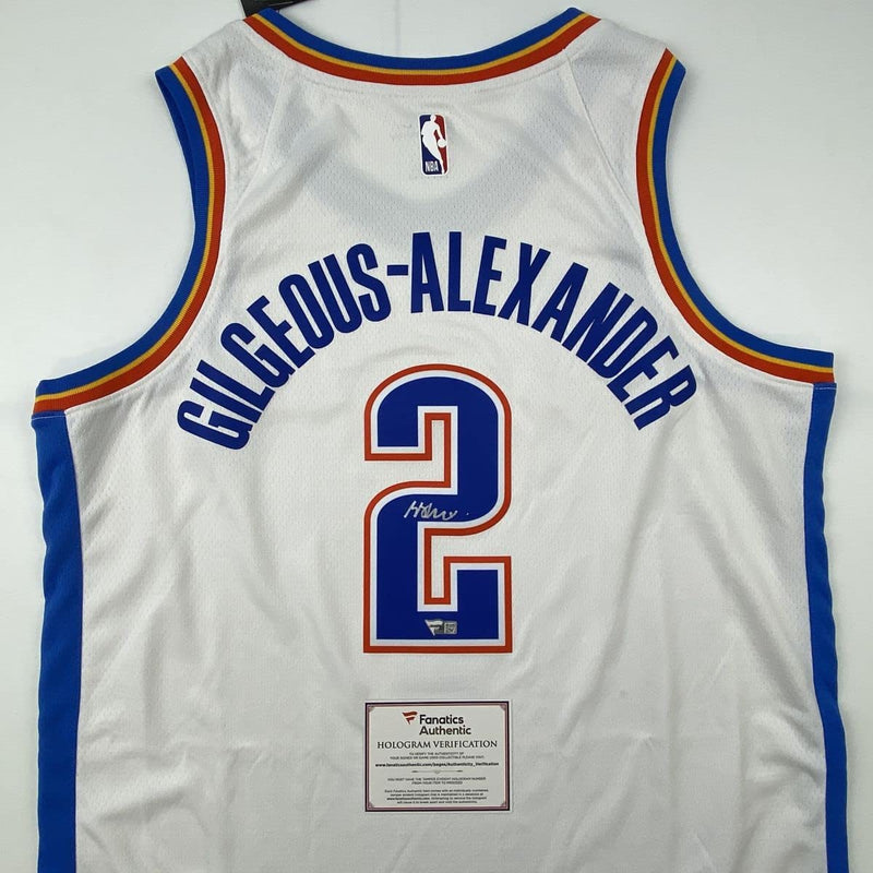 Autographed/Signed Shai Gilgeous-Alexander Oklahoma City Thunder White Basketball Jersey Fanatics COA