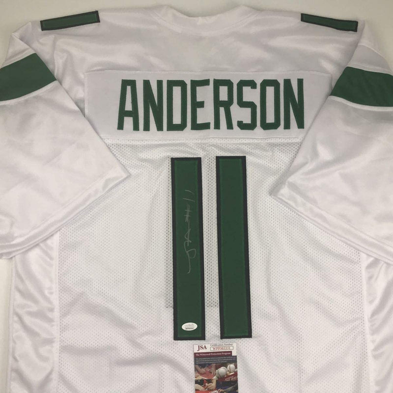 Autographed/Signed Robby Anderson New York 2019 White Football Jersey JSA COA