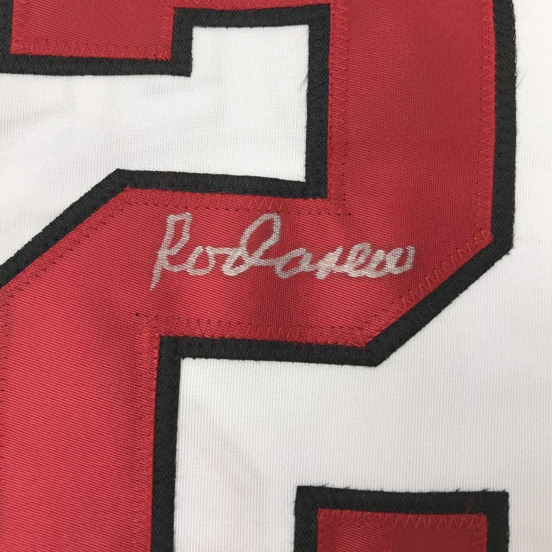 Autographed/Signed Rod Carew Los Angeles White Stat Baseball Jersey JSA COA