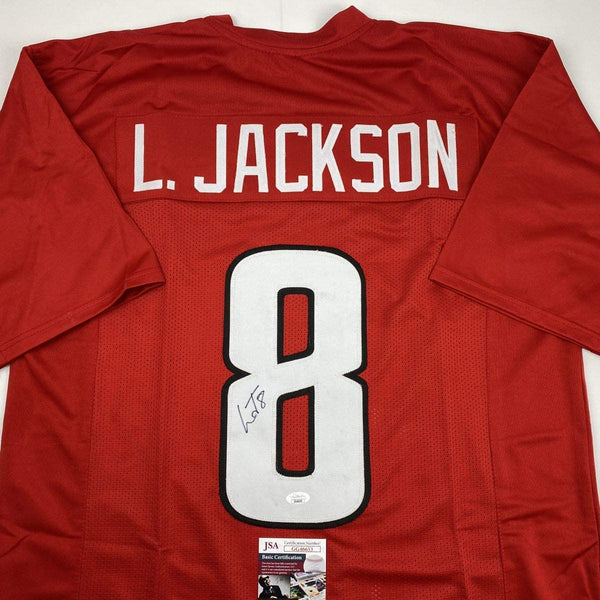 Autographed/Signed Lamar Jackson Louisville Red College Football Jersey JSA COA