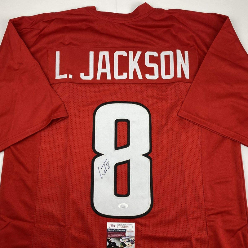 Autographed/Signed Lamar Jackson Louisville Red College Football Jersey JSA COA