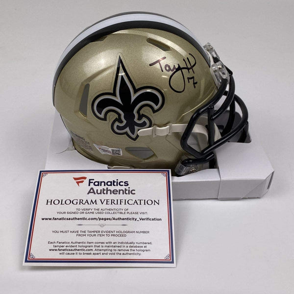 Autographed/Signed Taysom Hill New Orleans Saints Football Mini Helmet Fanatics COA
