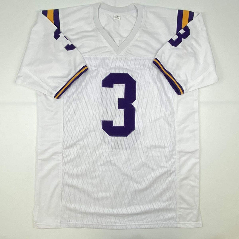 Autographed/Signed Odell Beckham Jr. LSU White College Football Jersey JSA COA