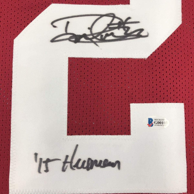 Autographed/Signed Derrick Henry 15 Heisman Alabama Red College Football Jersey Beckett BAS COA