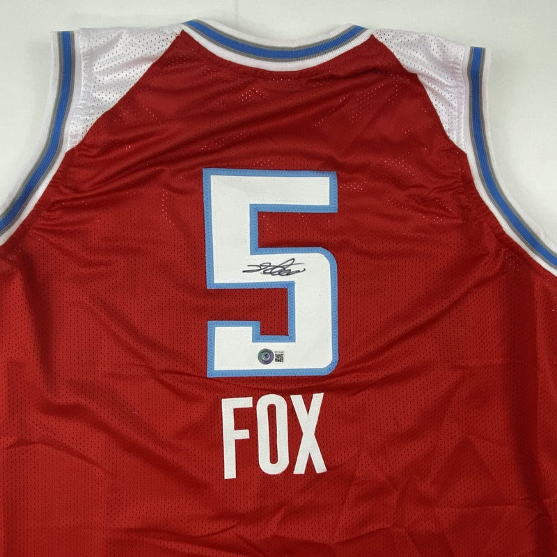 Autographed/Signed De'Aaron Fox Sacramento Red City Edition Basketball Jersey Beckett BAS COA