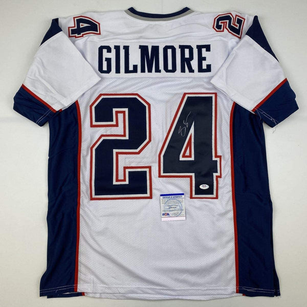 Autographed/Signed Stephon Gilmore New England White Football Jersey PSA/DNA COA
