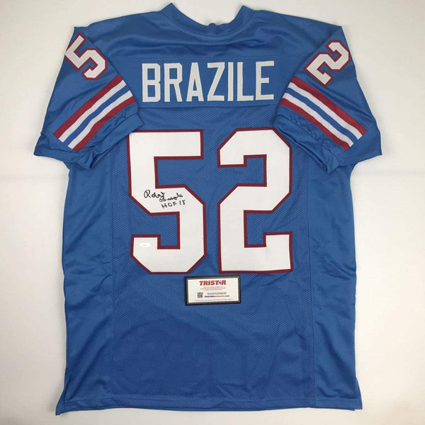 Autographed/Signed Robert Brazile HOF 18 Houston Powder Blue Football Jersey Tristar COA