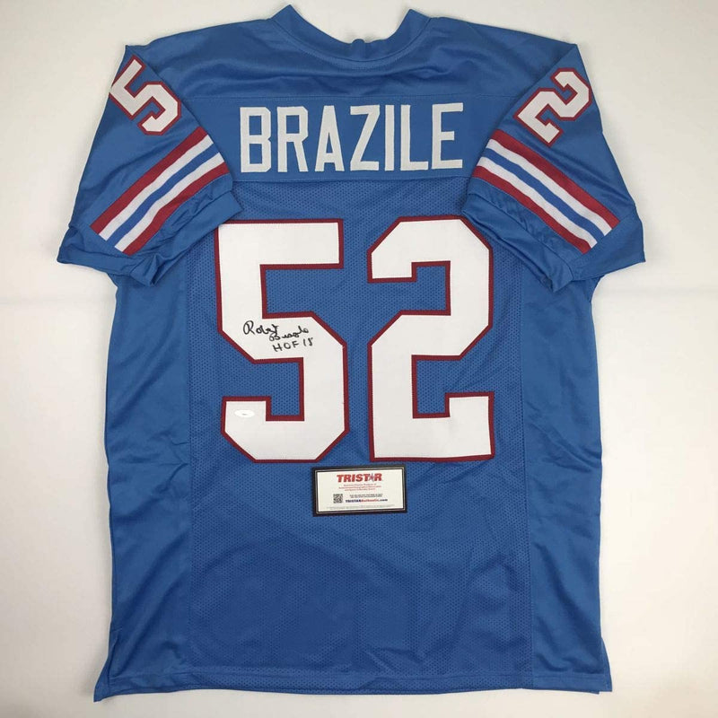 Autographed/Signed Robert Brazile HOF 18 Houston Powder Blue Football Jersey Tristar COA