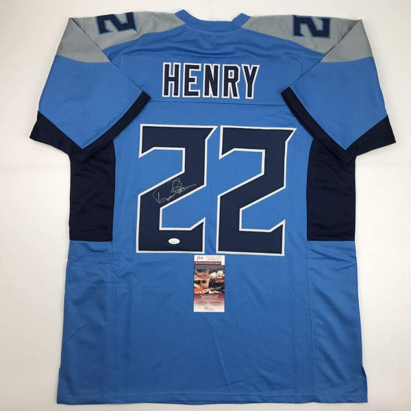 Autographed/Signed Derrick Henry Tennessee Titans Light Blue Football Jersey JSA COA