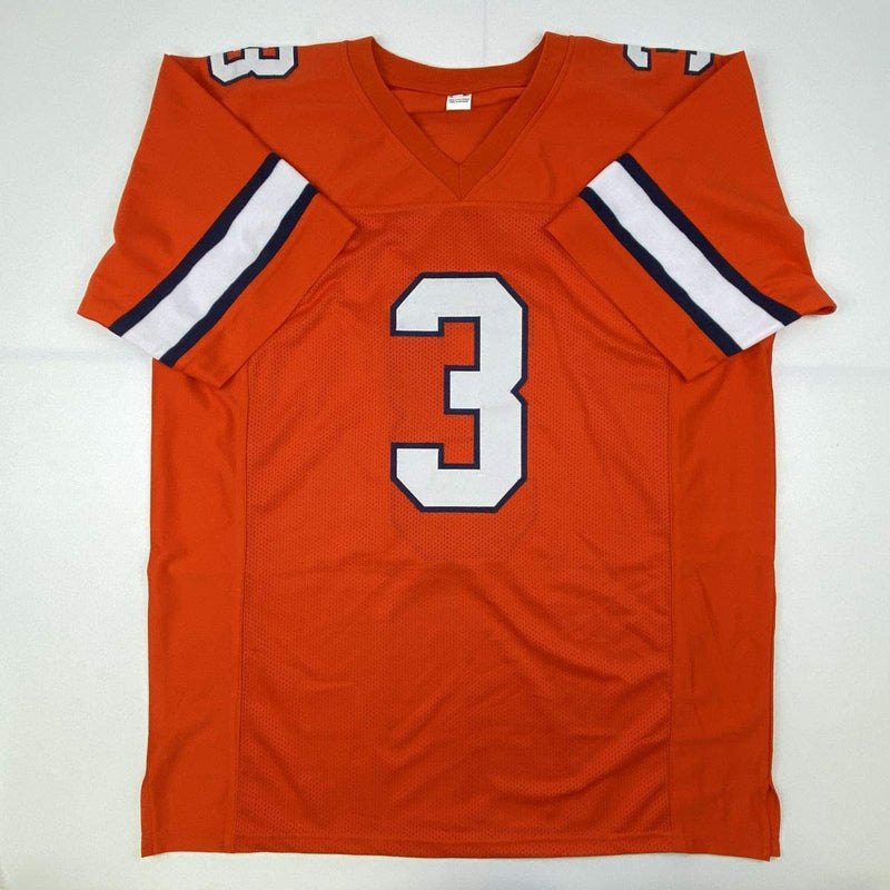 Autographed/Signed Drew Lock Denver Retro Orange Football Jersey JSA COA