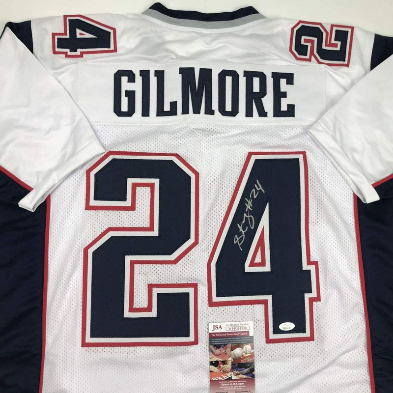 Autographed/Signed Stephon Gilmore New England White Football Jersey JSA COA