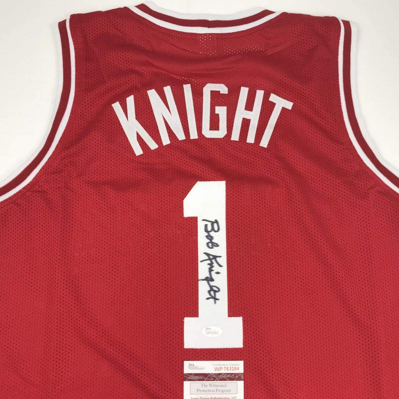 Autographed/Signed Bobby Bob Knight Indiana Hoosiers Red Basketball Jersey JSA COA