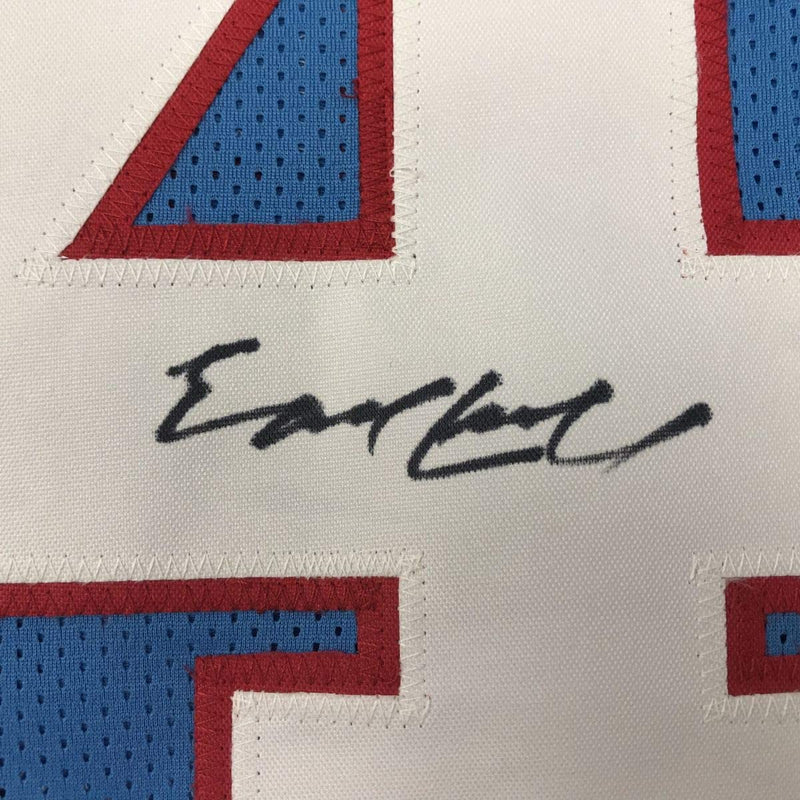 Autographed/Signed Earl Campbell Houston Blue Football Jersey JSA COA