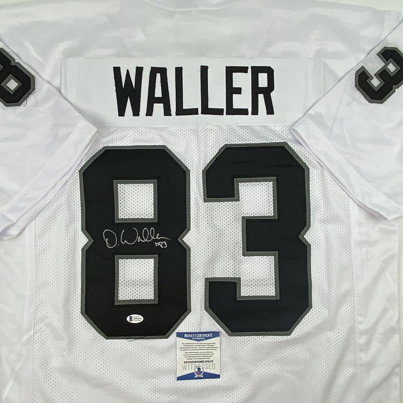 Autographed/Signed Darren Waller Las Vegas Oakland White Football Jersey Beckett BAS COA