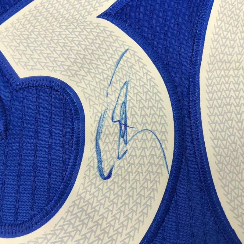 Autographed/Signed Stephen Steph Curry Golden State Blue Christmas Day Basketball Jersey JSA COA/LOA