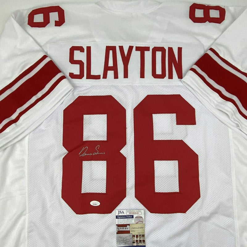 Autographed/Signed Darius Slayton New York White Football Jersey JSA COA