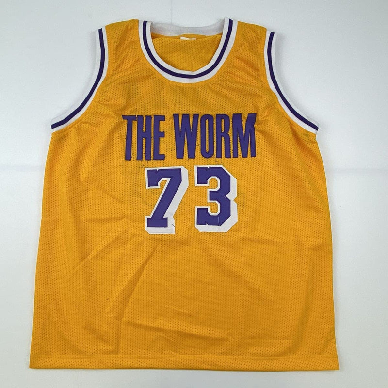 Autographed/Signed Dennis Rodman Los Angeles LA Yellow Basketball Jersey JSA COA #2