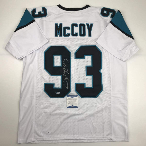 Autographed/Signed Gerald McCoy Carolina White Football Jersey Beckett BAS COA