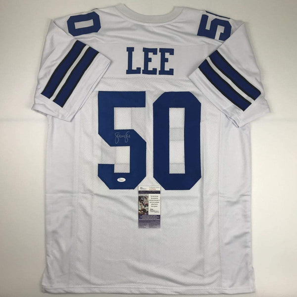 Autographed/Signed Sean Lee Dallas White Football Jersey JSA COA