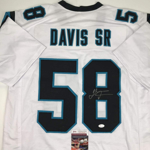 Autographed/Signed Thomas Davis Sr. Carolina White Football Jersey JSA COA