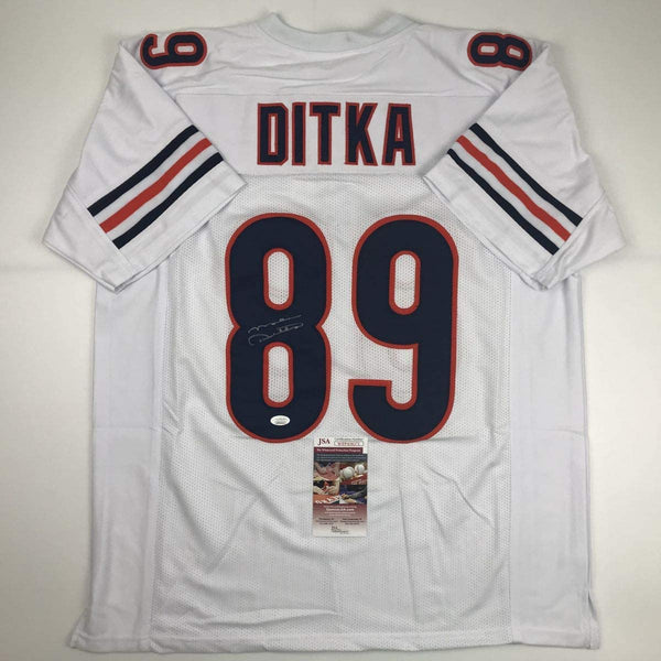 Autographed/Signed Mike Ditka Chicago White Football Jersey JSA COA