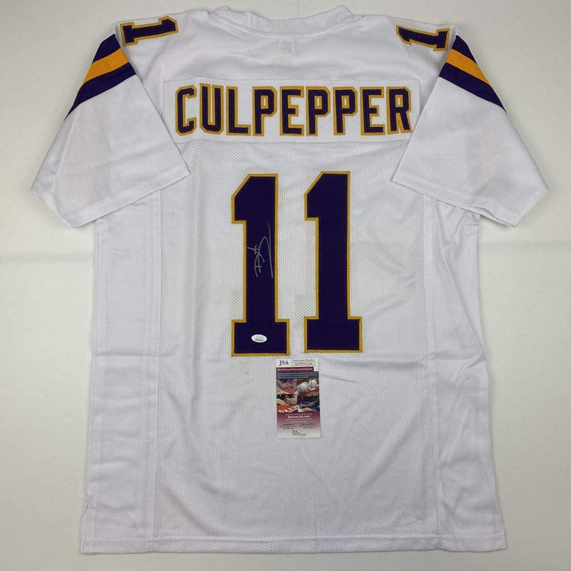 Autographed/Signed Daunte Culpepper Minnesota White Football Jersey JSA COA
