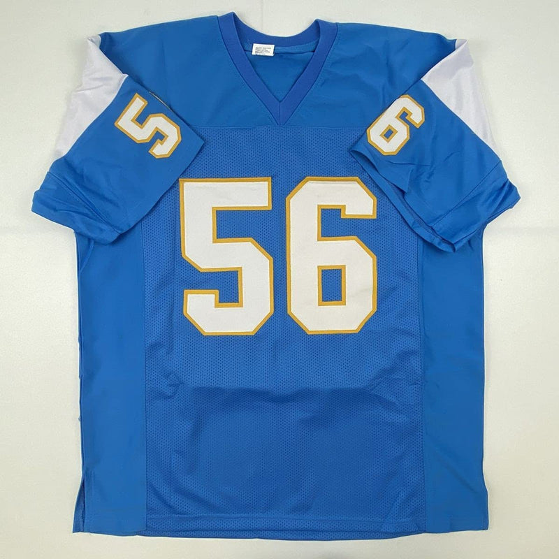 Autographed/Signed Shawne Merriman San Diego Powder Blue Football Jersey Beckett BAS COA