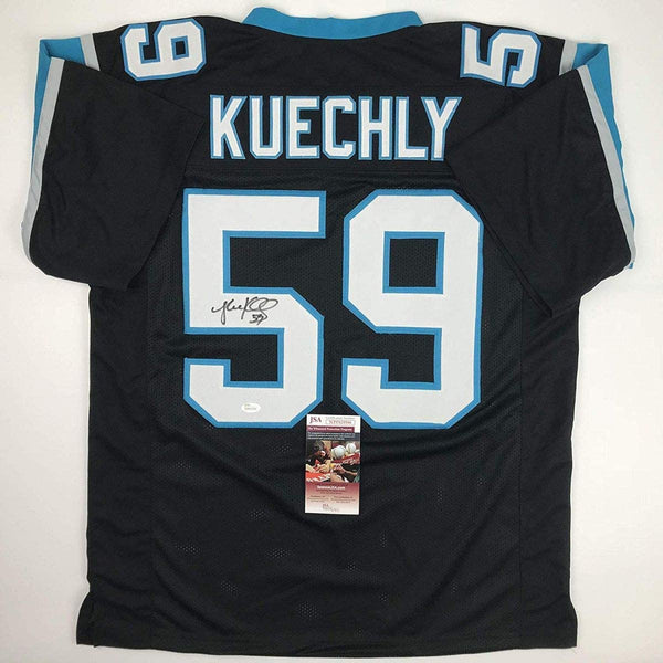 Autographed/Signed Luke Kuechly Carolina Black Football Jersey JSA COA