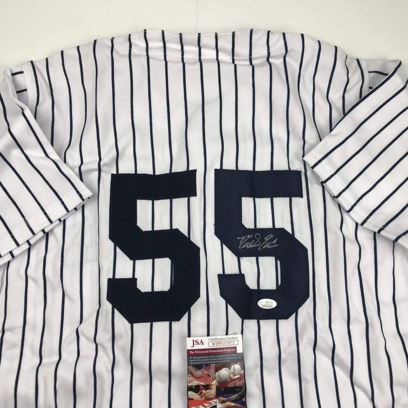 Autographed/Signed Domingo German New York Pinstripe Baseball Jersey JSA COA