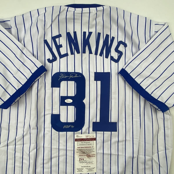 Autographed/Signed Ferguson Fergie Jenkins HOF 91 Chicago Pinstripe Baseball Jersey JSA COA