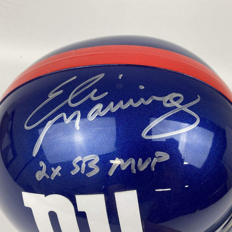 Autographed/Signed Eli Manning 2x SB MVP New York Giants Full Size FS F/S Replica Football Helmet Steiner Sports COA